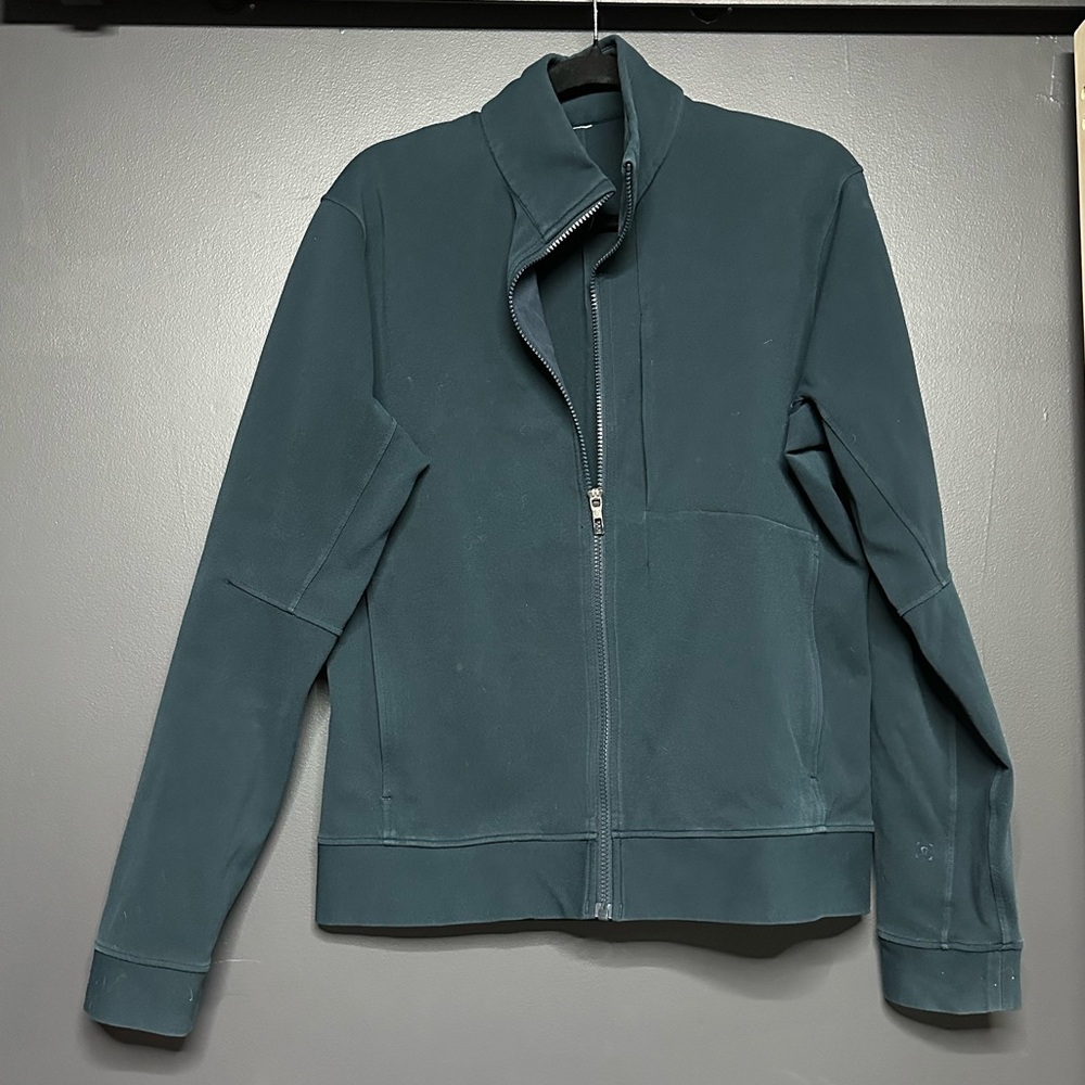Lululemon Sojourn Track Jacket Zip Performance Stretch M Nocturnal Teal